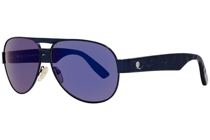 mcqueen aviator blue eyeglasses frame viewed from a 45-degree angle.