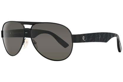 mcqueen aviator black eyeglasses frame viewed from a 45-degree angle.