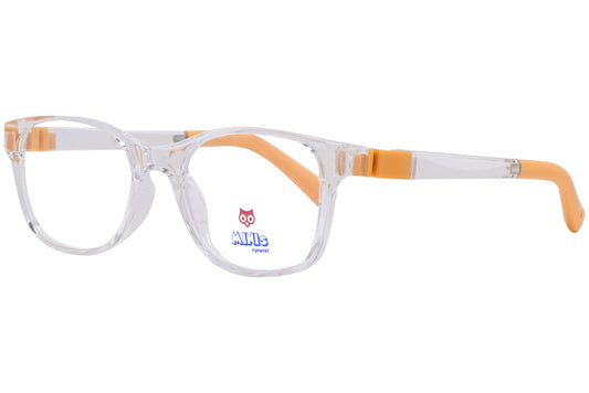 minis eyewear rectangle white, yellow unbreakable eyeglasses frame viewed from a 45-degree angle.