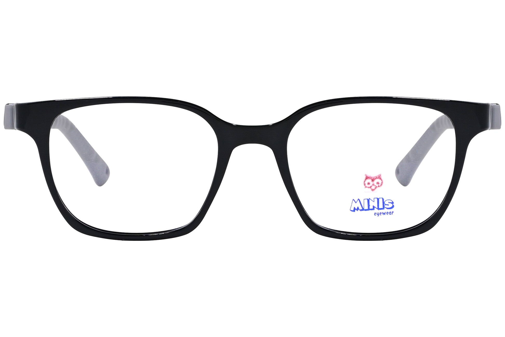 minis eyewear rectangle black, gray unbreakable eyeglasses frame viewed from Front angle.