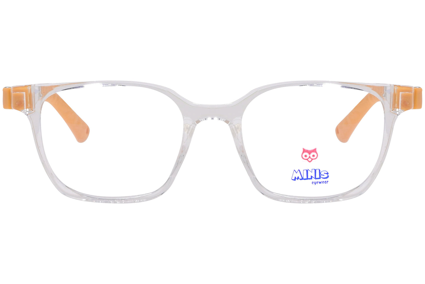 minis eyewear rectangle white, yellow unbreakable eyeglasses frame viewed from Front angle.