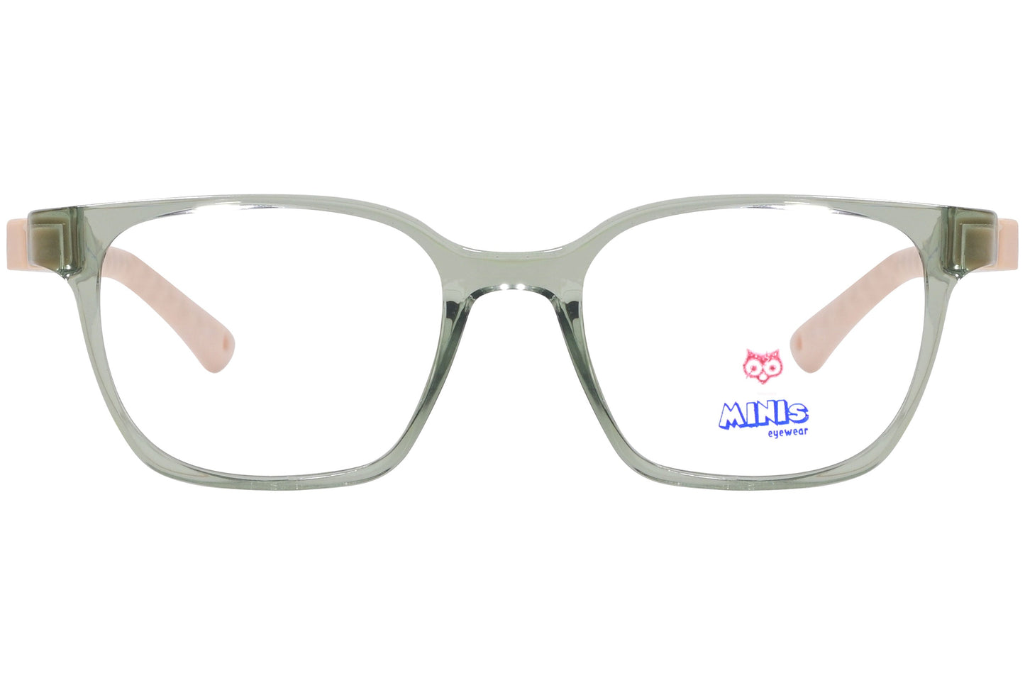 minis eyewear rectangle green unbreakable eyeglasses frame viewed from Front angle.