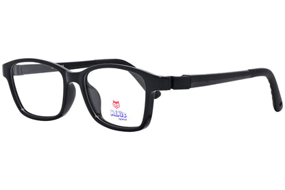 minis eyewear rectangle black unbreakable eyeglasses frame viewed from a 45-degree angle.