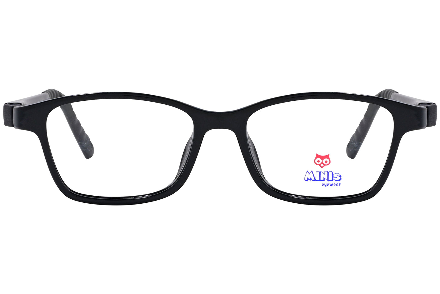 minis eyewear rectangle black unbreakable eyeglasses frame viewed from Front angle.