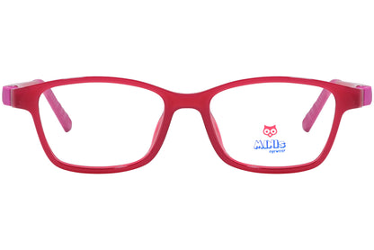 minis eyewear rectangle red unbreakable eyeglasses frame viewed from Front angle.