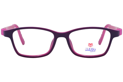 minis eyewear rectangle purple, pink unbreakable eyeglasses frame viewed from Front angle.