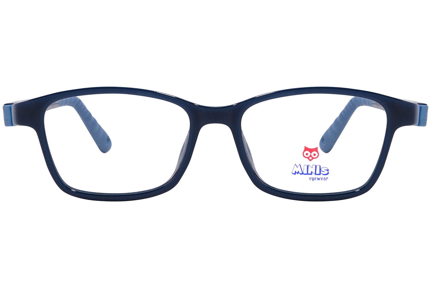 minis eyewear rectangle blue unbreakable eyeglasses frame viewed from Front angle.