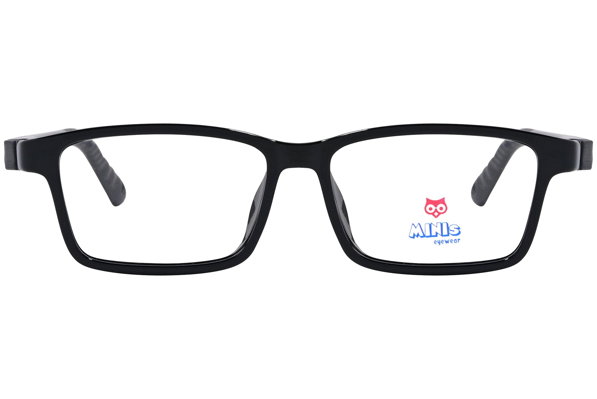 minis eyewear rectangle black unbreakable eyeglasses frame viewed from Front angle.