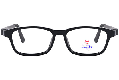 minis eyewear rectangle black unbreakable eyeglasses frame viewed from Front angle.