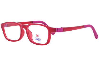 minis eyewear rectangle red unbreakable eyeglasses frame viewed from a 45-degree angle.