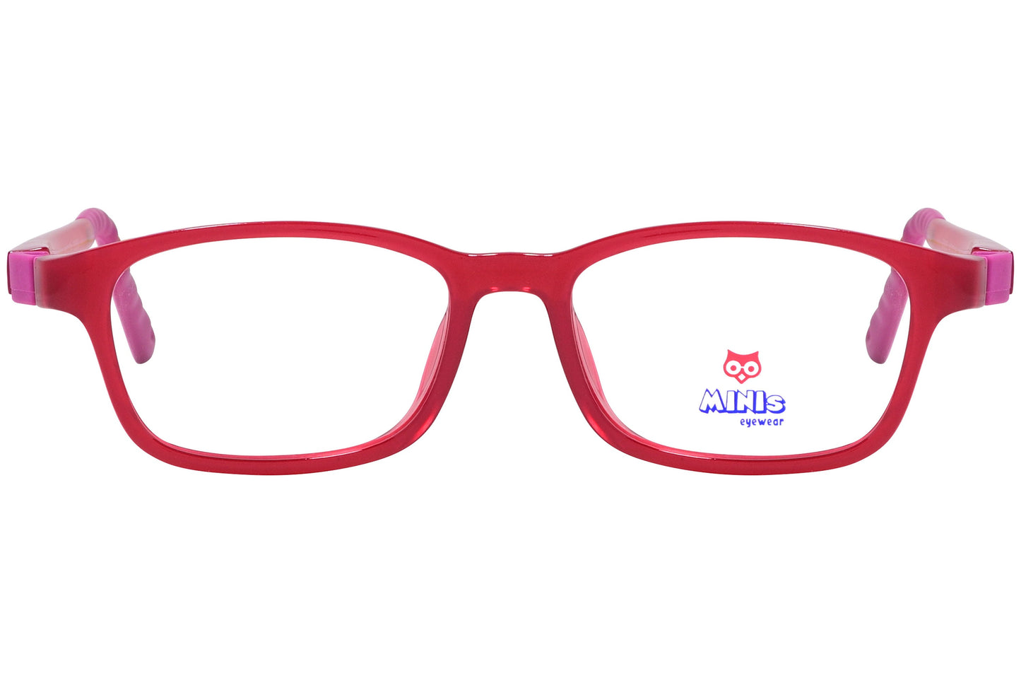 minis eyewear rectangle red unbreakable eyeglasses frame viewed from Front angle.