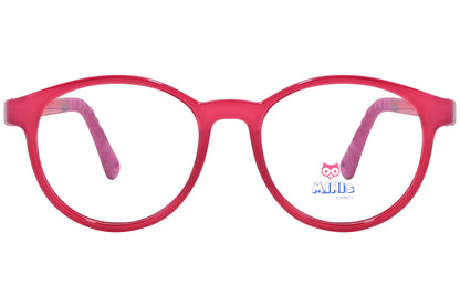 minis eyewear oval red unbreakable eyeglasses frame viewed from Front angle.