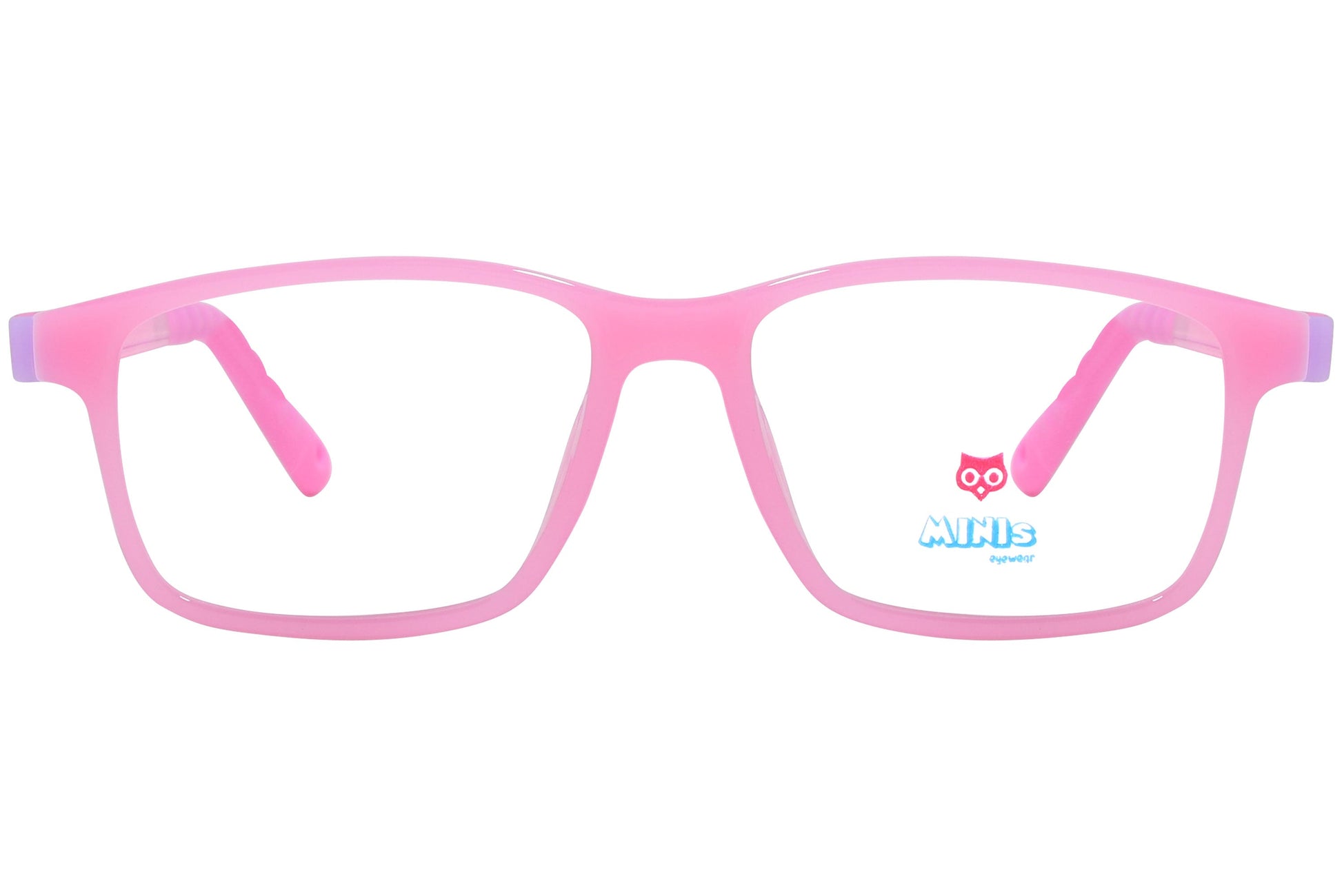 minis eyewear rectangle pink unbreakable eyeglasses frame viewed from Front angle.