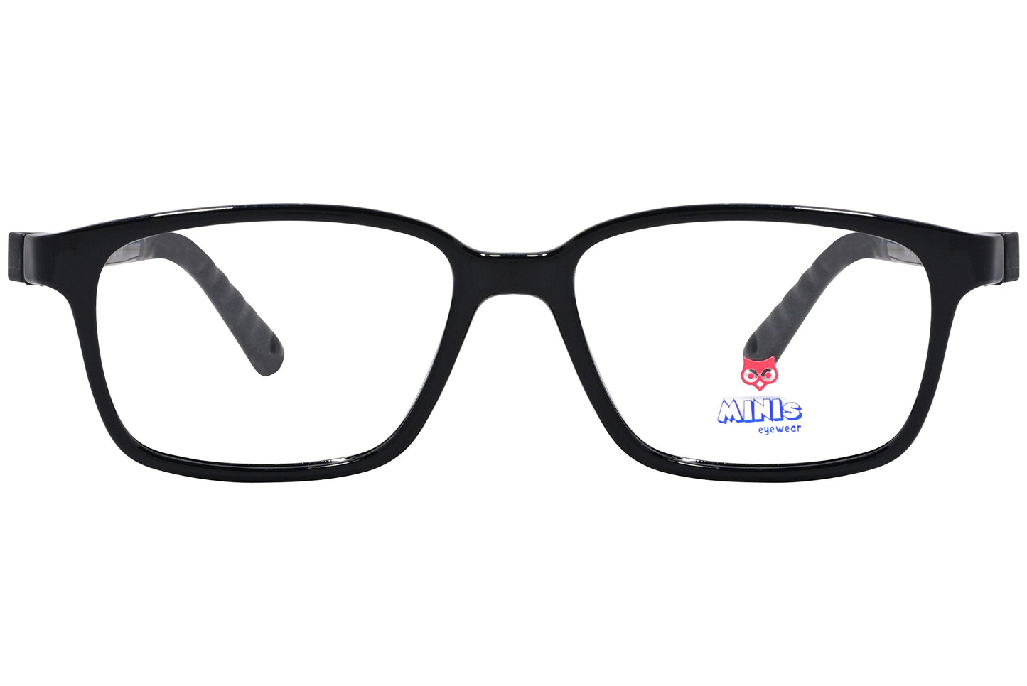 minis eyewear rectangle black unbreakable eyeglasses frame viewed from Front angle.