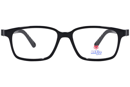 minis eyewear rectangle black unbreakable eyeglasses frame viewed from Front angle.