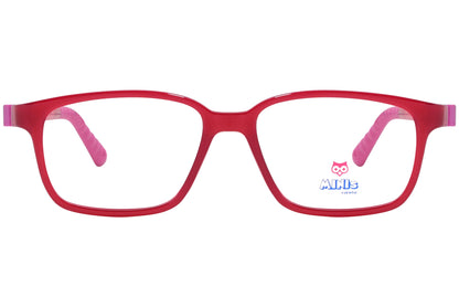 minis eyewear rectangle red unbreakable eyeglasses frame viewed from Front angle.