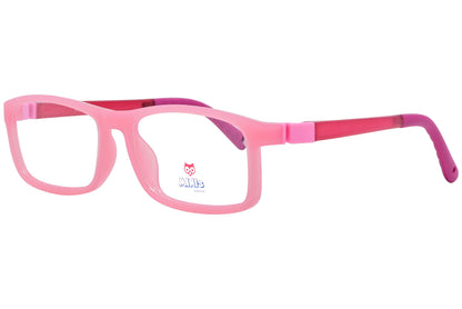 minis eyewear rectangle pink unbreakable eyeglasses frame viewed from a 45-degree angle.