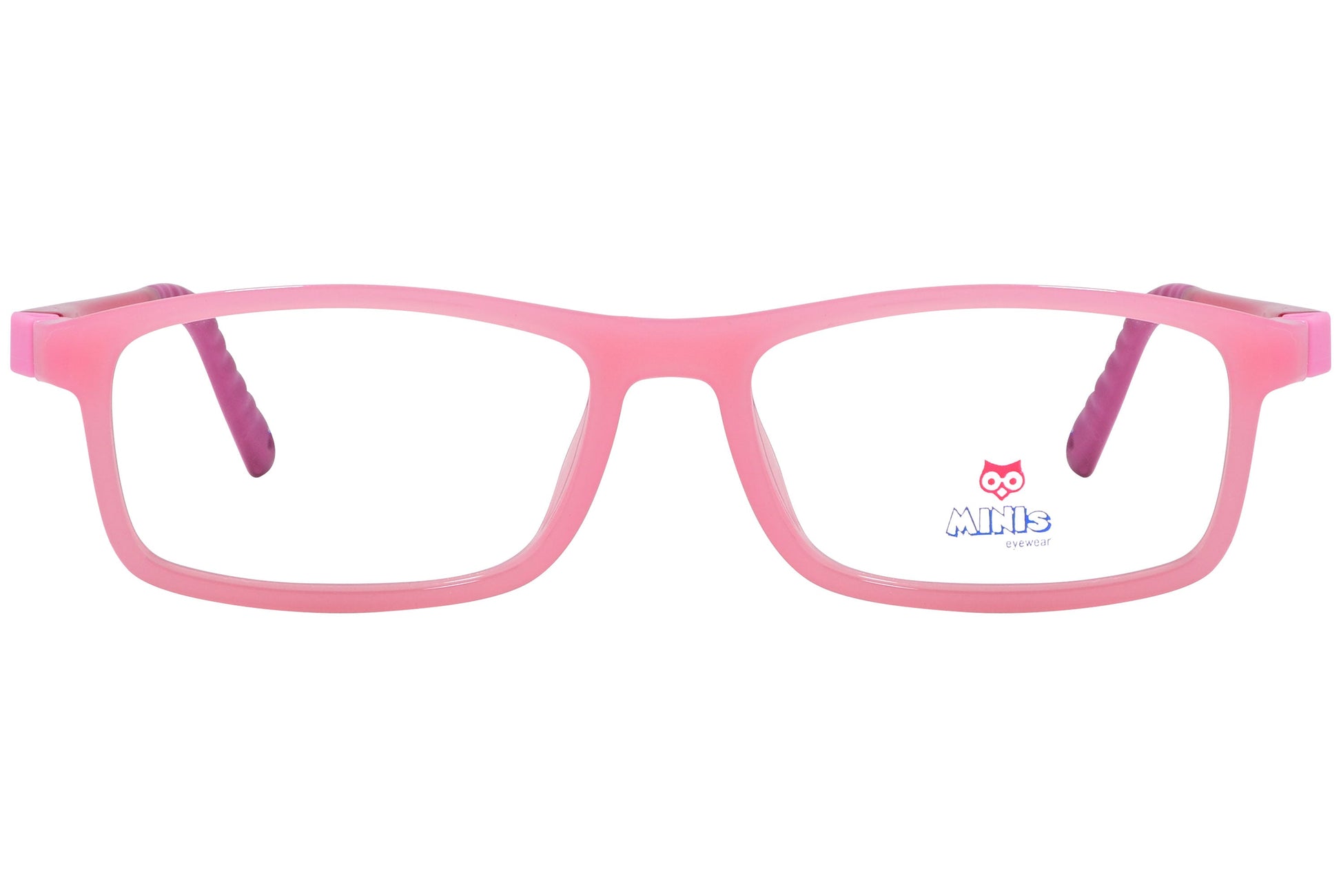 minis eyewear rectangle pink unbreakable eyeglasses frame viewed from Front angle.