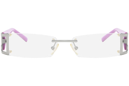 missoni rimless pink eyeglasses frame viewed from front view.