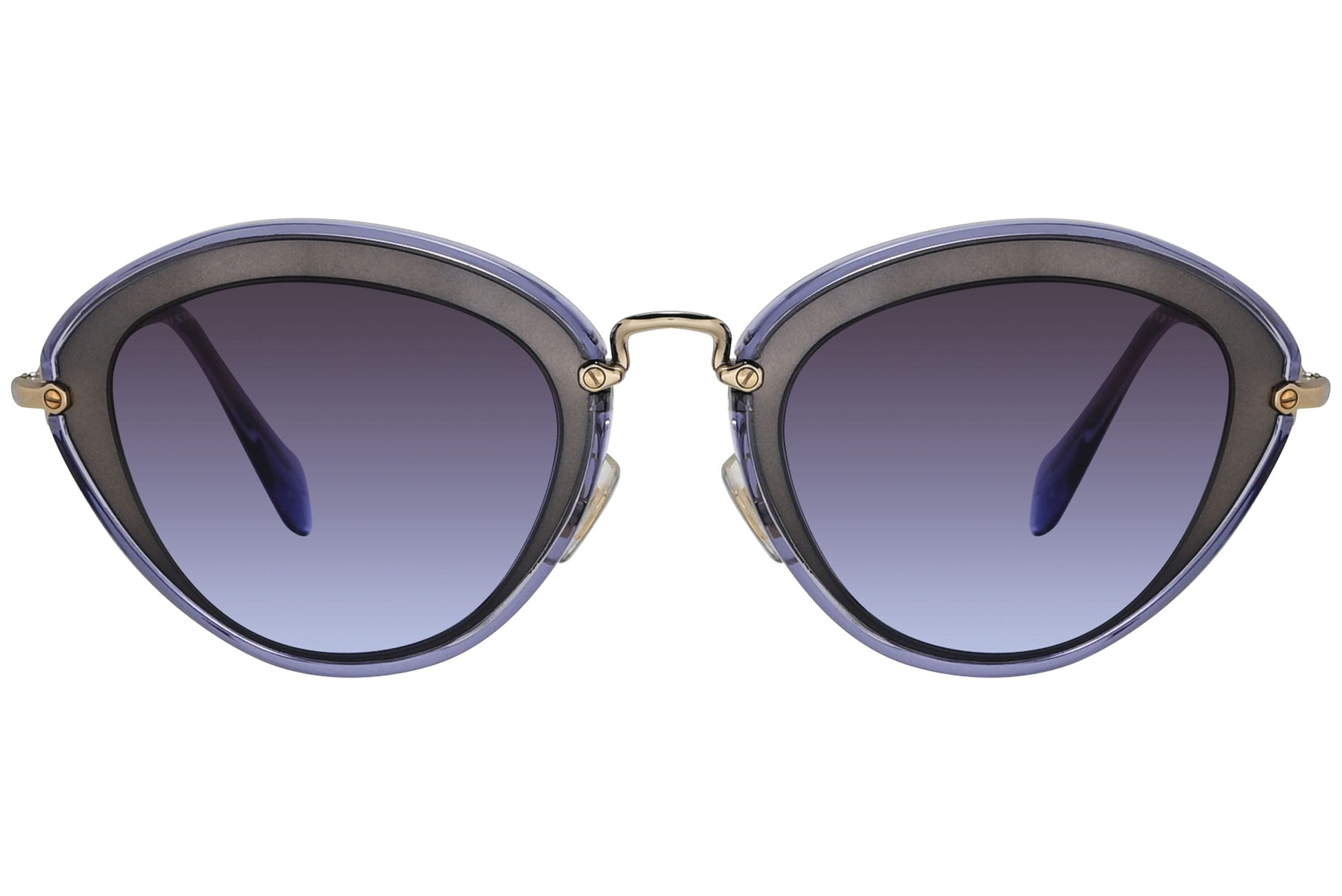 Miu Miu Purple Color Cat-Eye Sunglasses Viewed From Front angle.