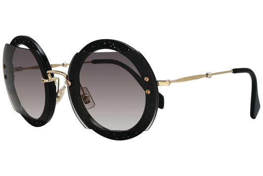 Miu Miu Black Color Steampunk Sunglasses Viewed From A 45-Degree Angle.