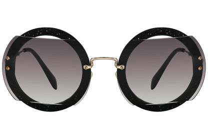 Miu Miu Black Color Steampunk Sunglasses Viewed From Front angle.