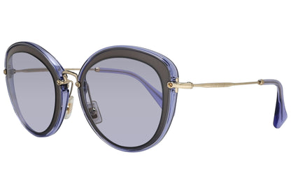 Miu Miu Purple Color Cat-Eye Sunglasses Viewed From A 45-Degree Angle.