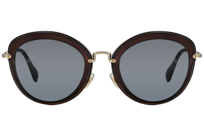 Miu Miu Gold Color Cat-Eye Sunglasses Viewed From Front angle.