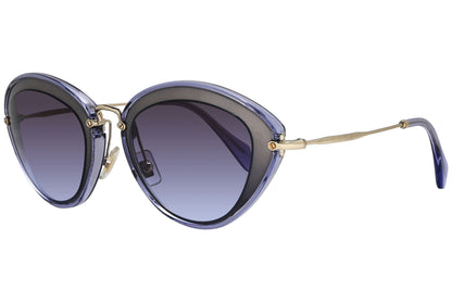 Miu Miu Purple Color Cat-Eye Sunglasses Viewed From A 45-Degree Angle.