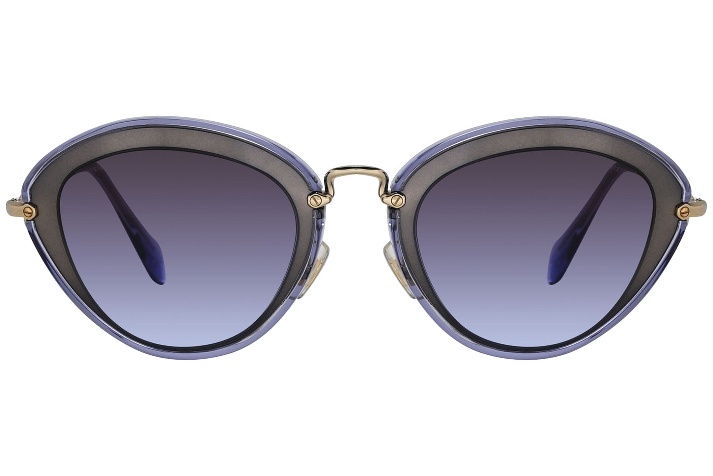 Miu Miu Purple Color Cat-Eye Sunglasses Viewed From Front angle.