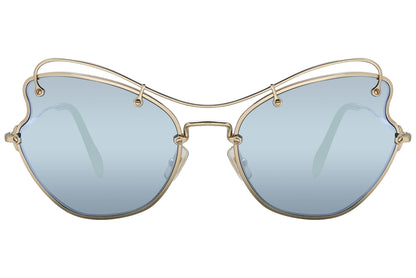 Miu Miu Gold Color Geometric Sunglasses Viewed From Front angle.