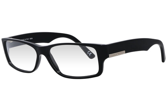 momo design rectangle black eyeglasses frame viewed from a 45-degree angle.