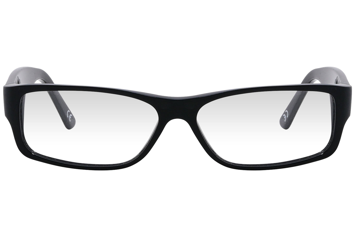 momo design rectangle black eyeglasses frame viewed from front angle.