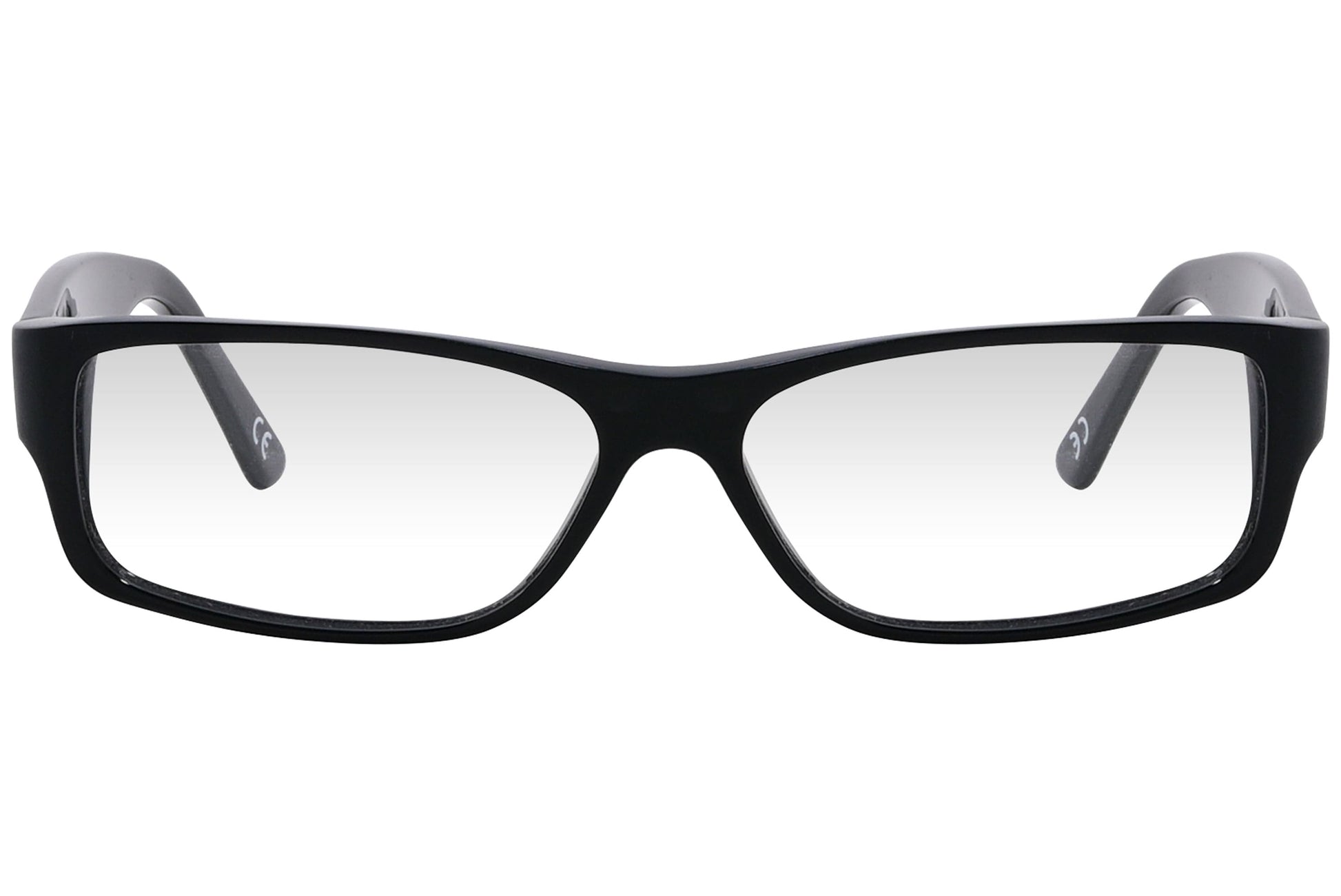 momo design rectangle black eyeglasses frame viewed from front angle.