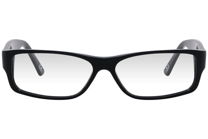 momo design rectangle black eyeglasses frame viewed from front angle.