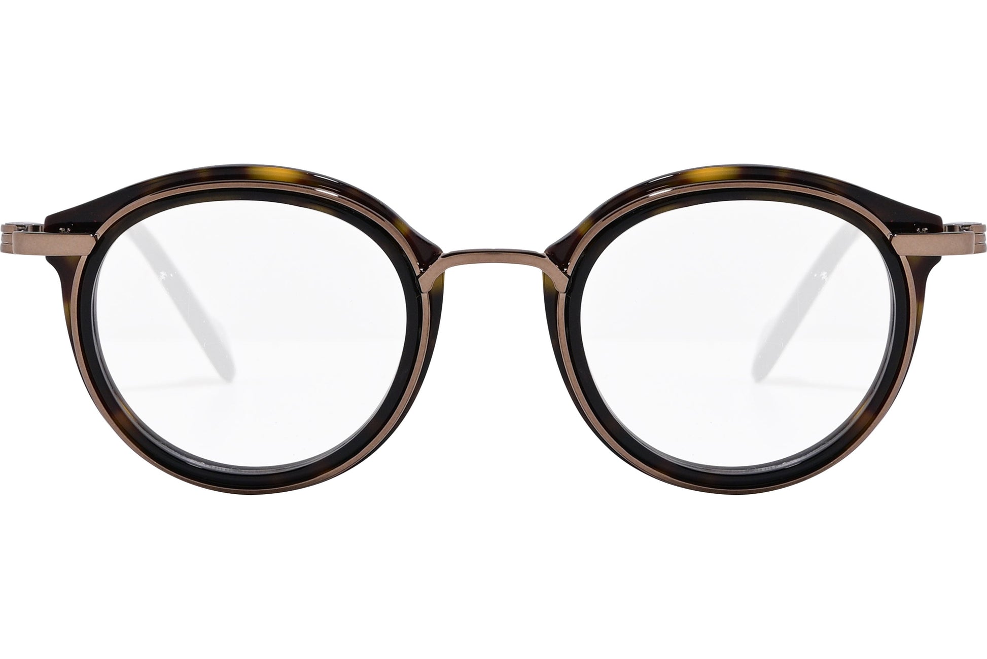 moncler round black eyeglasses frame viewed from the front.