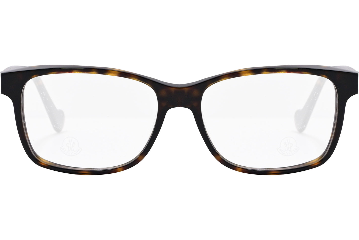 moncler round black eyeglasses frame viewed from the front.