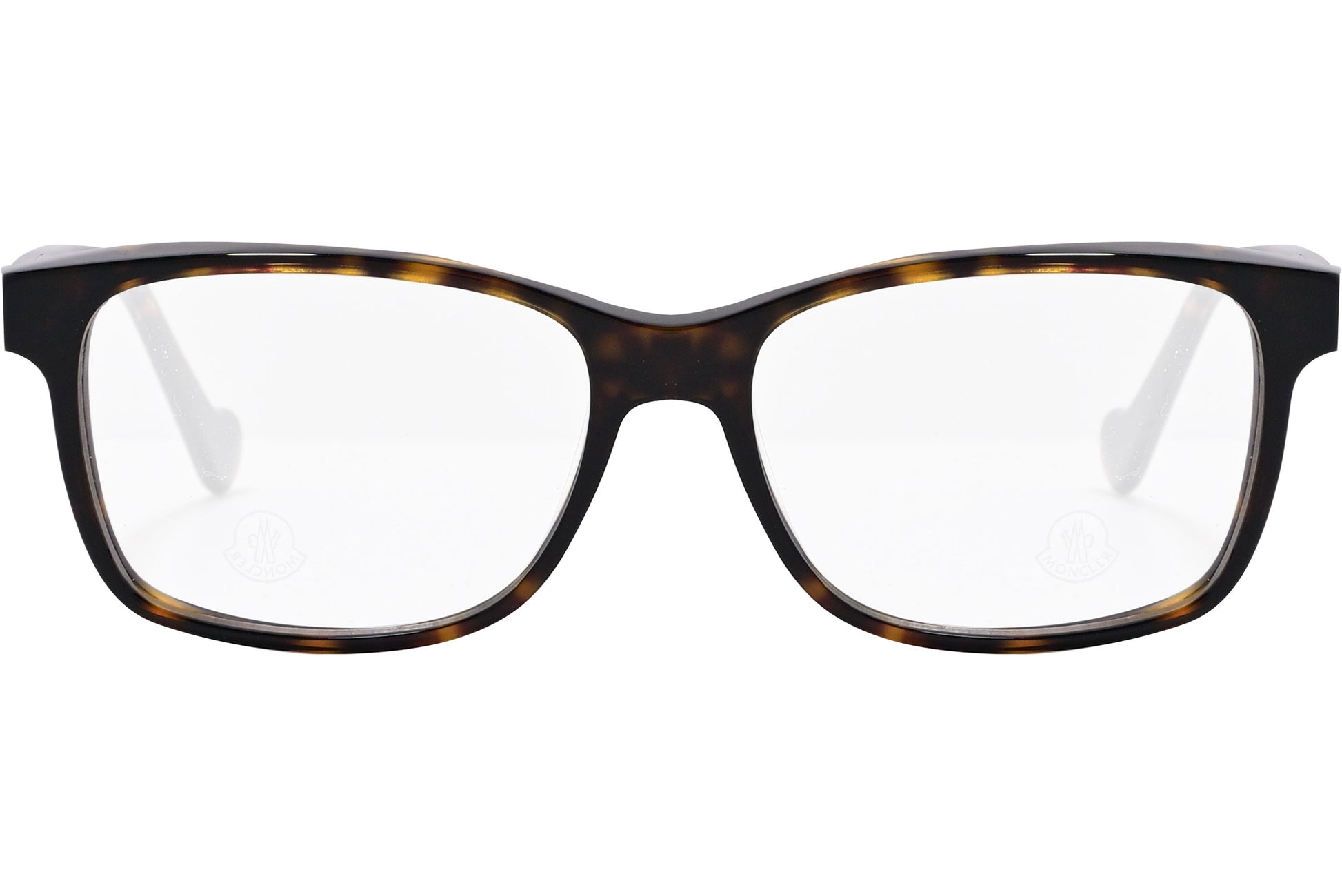 moncler round black eyeglasses frame viewed from the front.