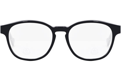 moncler round black eyeglasses frame viewed from the front.