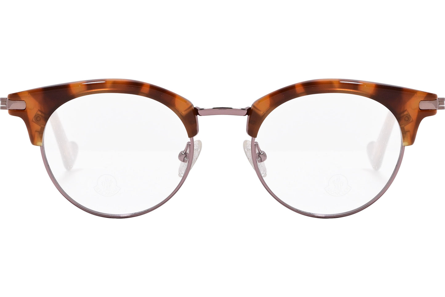 moncler round black eyeglasses frame viewed from the front.