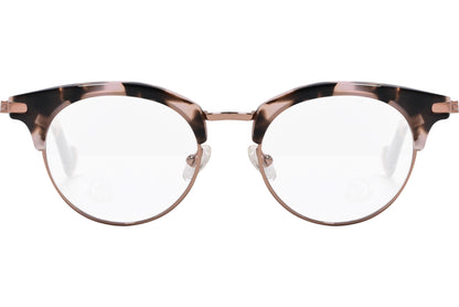 moncler round black eyeglasses frame viewed from the front.