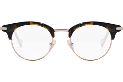 moncler round black eyeglasses frame viewed from the front.