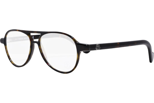 moncler aviator tortoise eyeglasses frame viewed from a 45-degree angle.