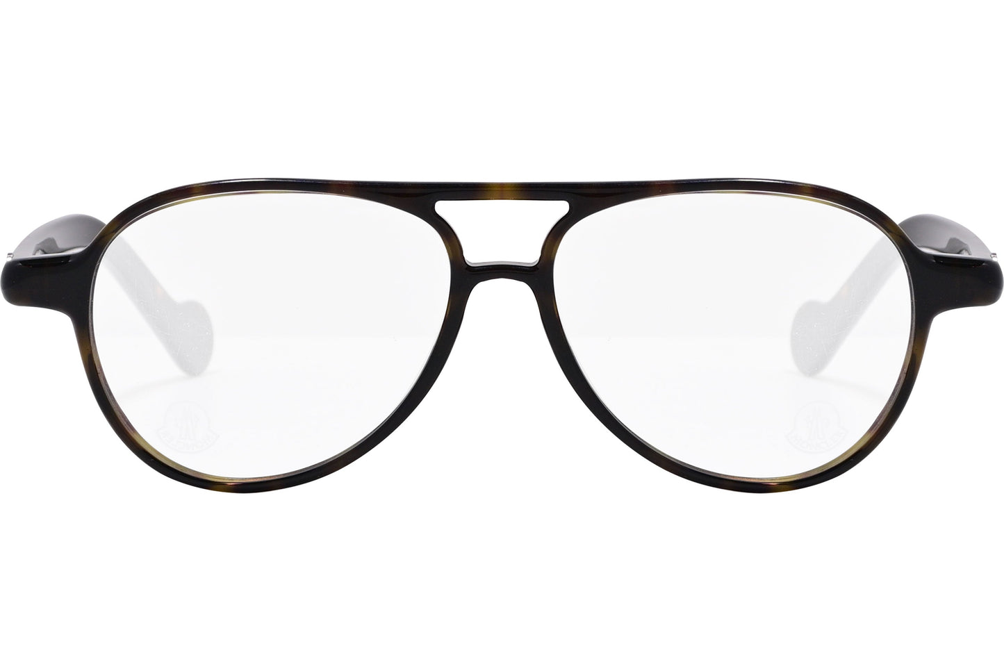 moncler round black eyeglasses frame viewed from the front.