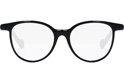 moncler round black eyeglasses frame viewed from the front.