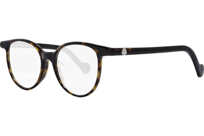 moncler round tortoise eyeglasses frame viewed from a 45-degree angle.