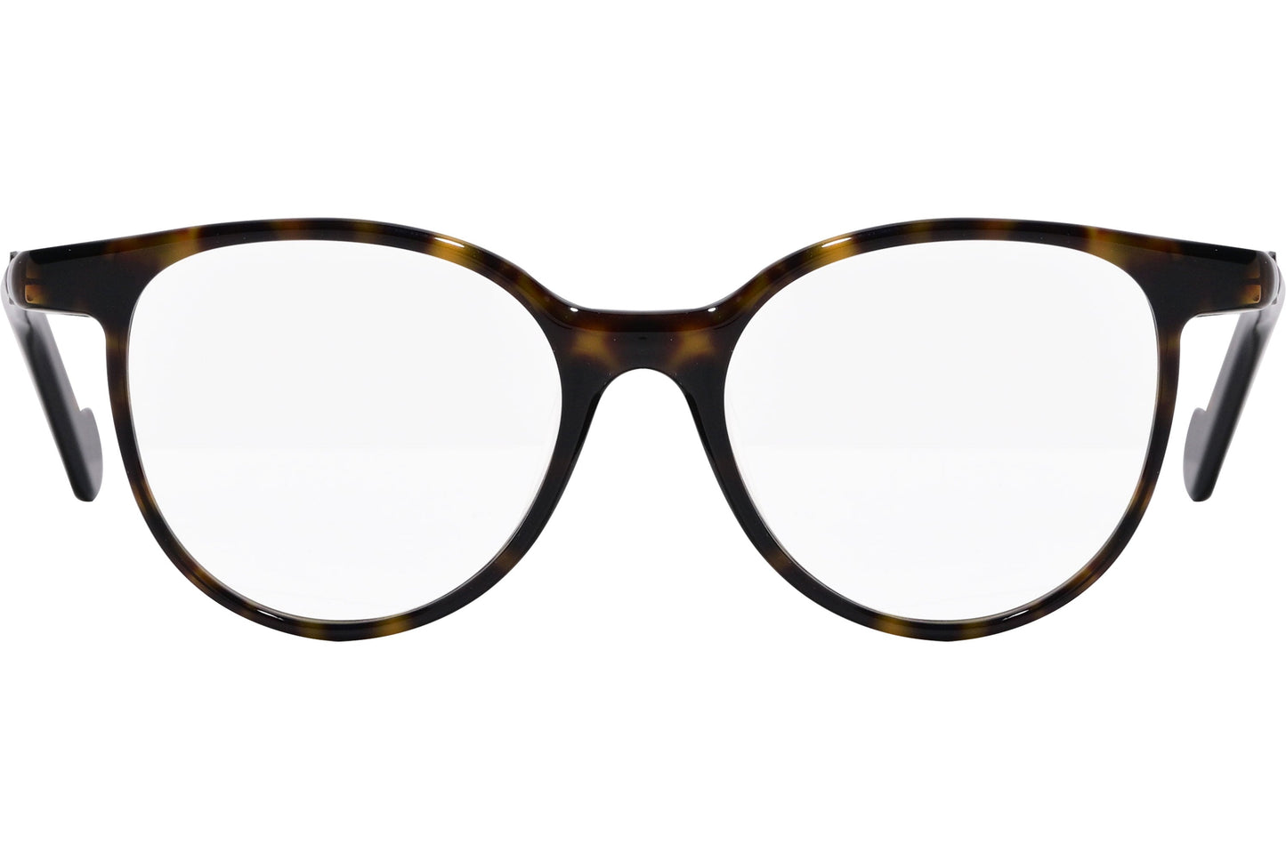 moncler round black eyeglasses frame viewed from the front.