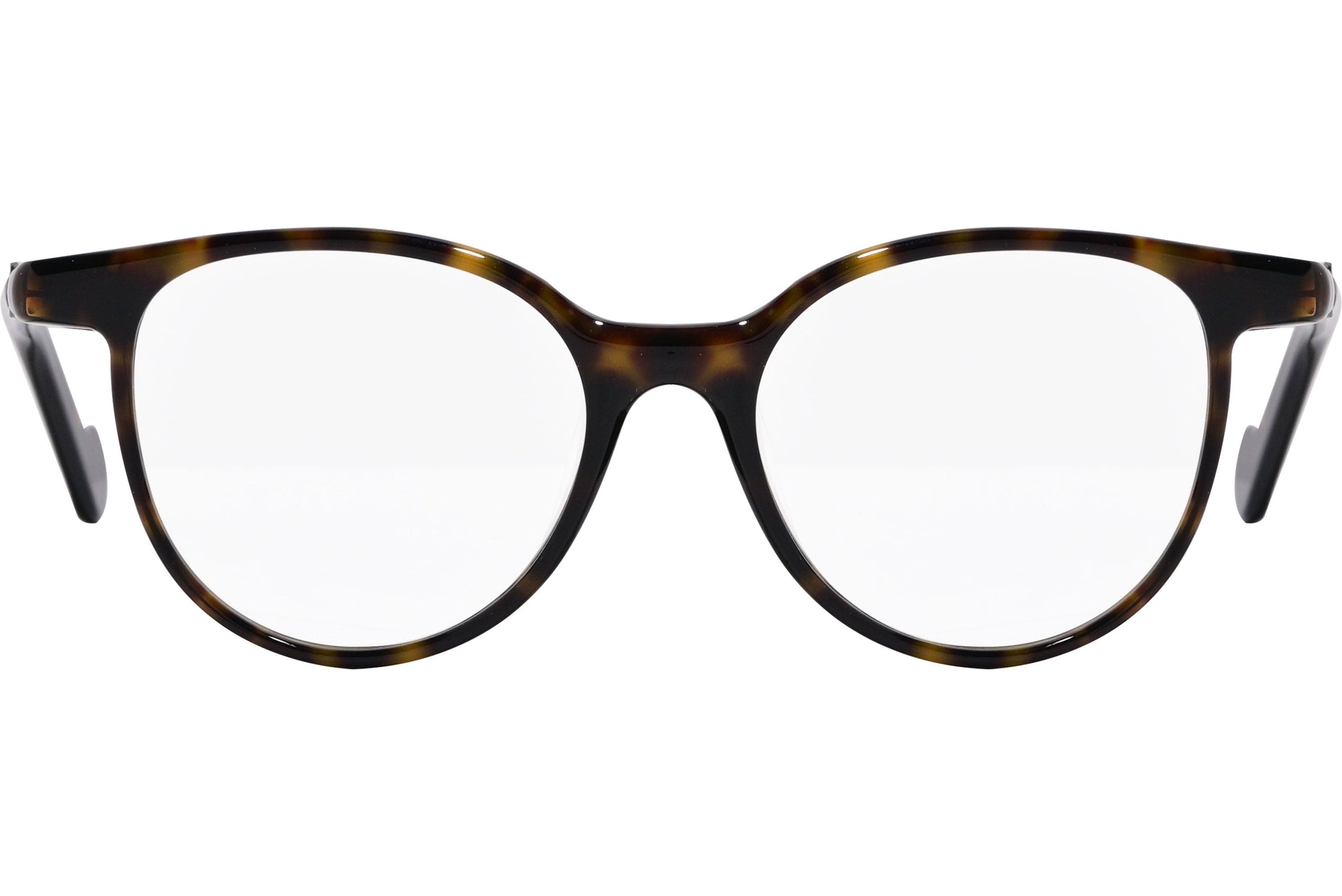 moncler round black eyeglasses frame viewed from the front.