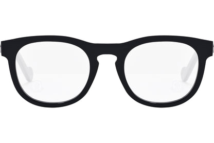 moncler round black eyeglasses frame viewed from the front.