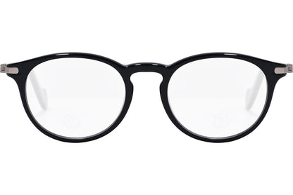 moncler round black eyeglasses frame viewed from the front.